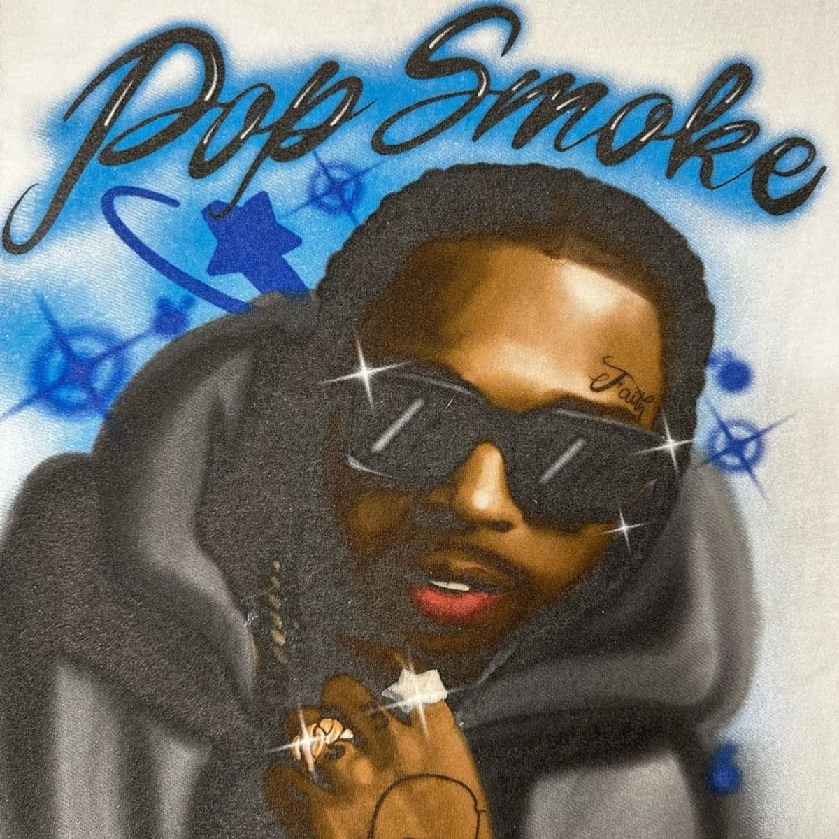 Pop Smoke Official Homage Airbrush Graphic T-Shirt White