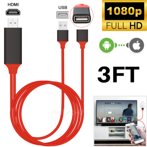 3FT 1080P MHL USB to HDMI HD TV HDTV Cable Adapter For Android iPhone Samsung LG - 第 1/14 張圖片