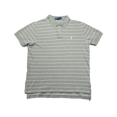 Ralph Lauren Mens Large Polo Grey and Double White Stripes