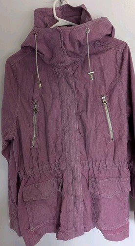H&M L.O.G.G. Women's Utility Jacket Sz AU 12-14 Purple Pockets Removable Hood - Picture 14 of 23