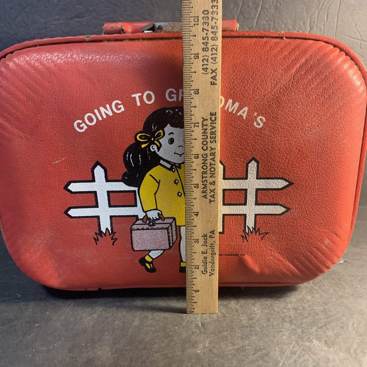 Vintage 50s 60s Suitcase Trojan Luggage Company Retro Kids Going