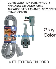 6ft Appliance AC Heavy-Duty Electrical Extension Power Cord Electric Cable Gray
