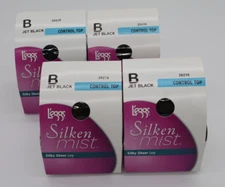 L'eggs Silken Mist Control Top Silky Sheer Leg Size B Jet Black Pantyhose 4-Pack