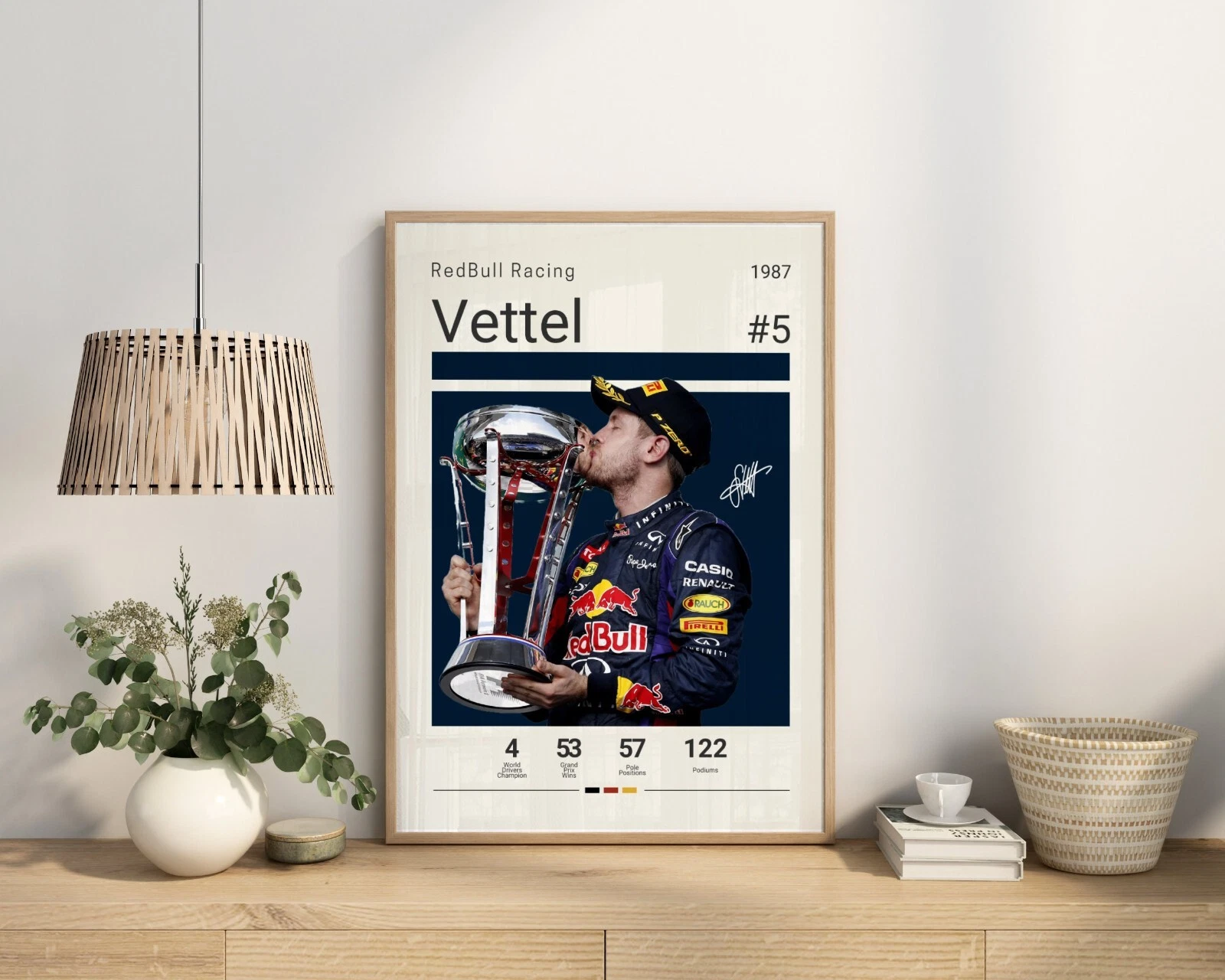 Sebastian Vettel Autographed Art Poster Print