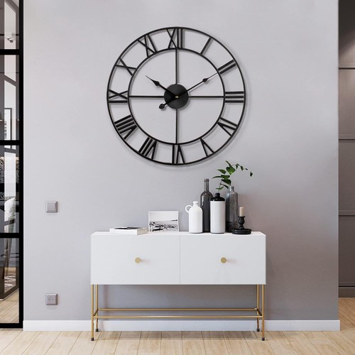 GROßE METALL WANDUHR RÖMISCHE ZAHLEN GIANT OFFENE GESICHT Premium Wanduhren 40CM - Bild 13 von 15