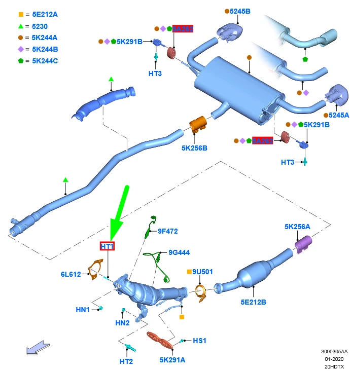 FORD KUGA MK3 CX482 Exhaust System Stud 4757756 W712458-S900 NEW  
