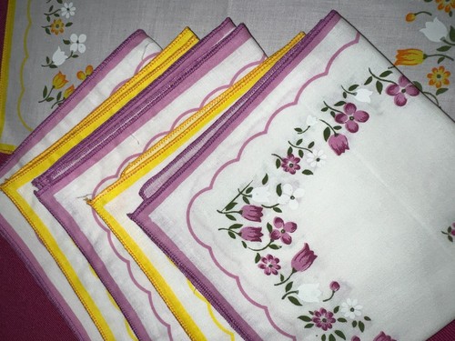 6 mouchoirs vintage neufs pur coton 27 cm x 27 cm - Picture 2 of 4