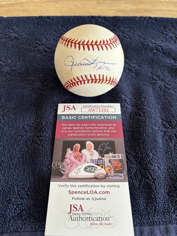 Rollie Fingers HOF 92 Autographed OAL Gene A Budig Baseball JSA COA Vintage