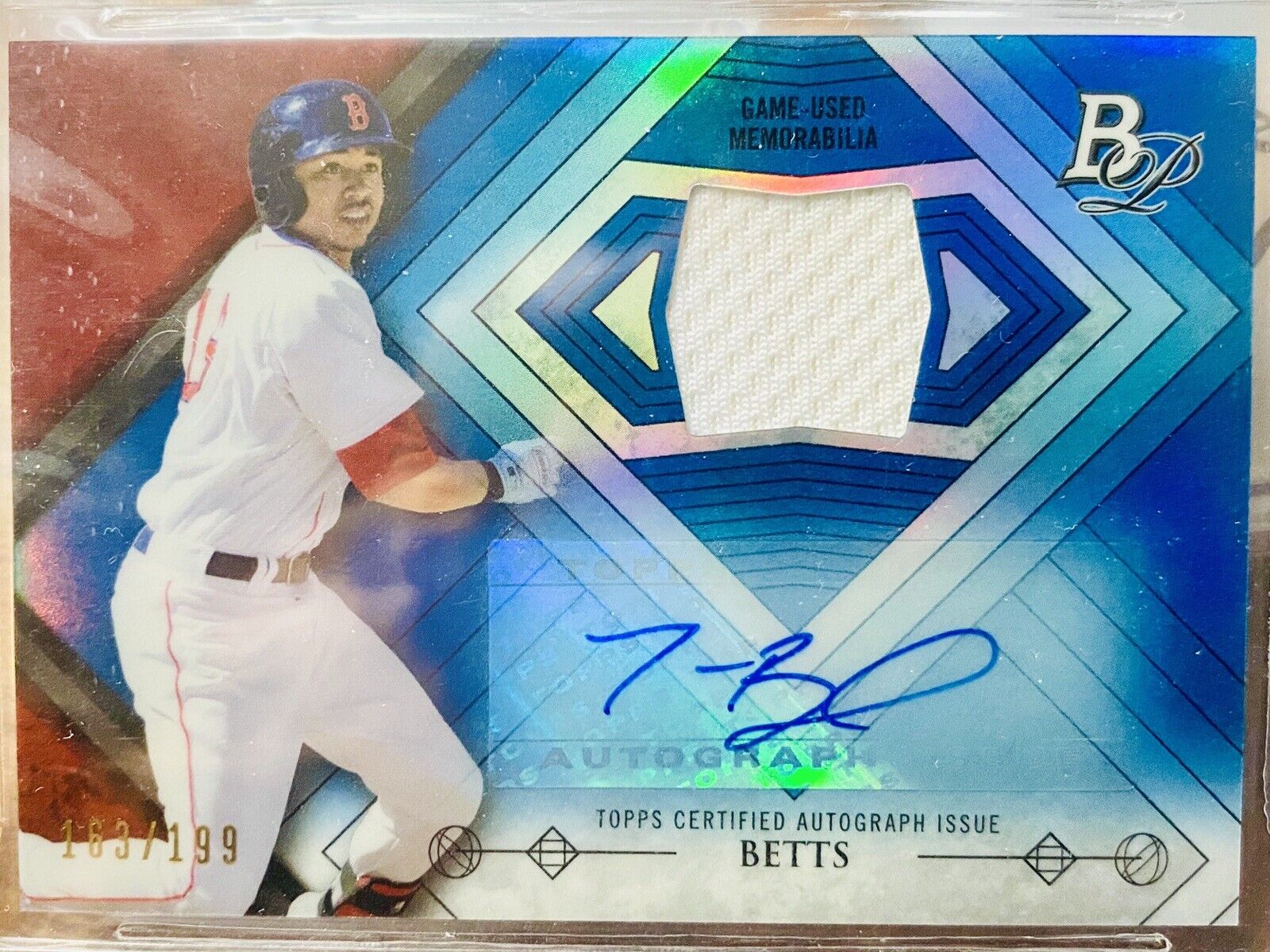 Topps Mookie Betts 2018 MVP Game Used Jersey Swatch Baseball Card