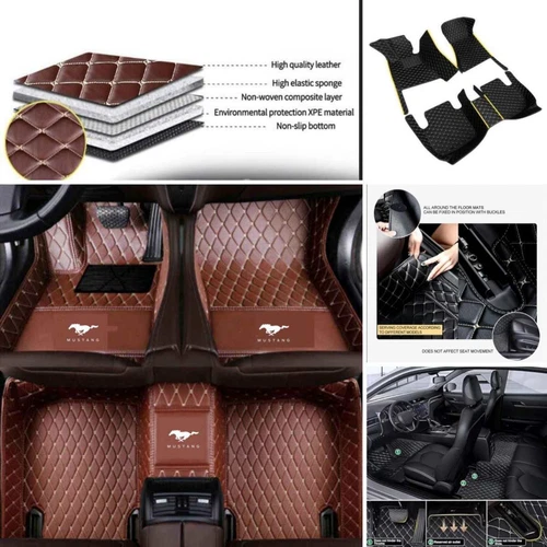 For Ford Mustang Coupe/Convertible Car Floor Mats & Trunk Mat Waterproof Carpets - Picture 14 of 52