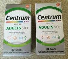 2x Centrum Silver Adults 50+ Multivitamin/Multimineral Tablets 80 ct ea 03/2026+