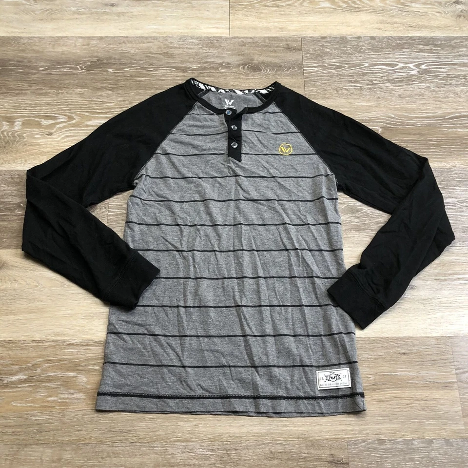 SHAUN WHITE Button Front Pullover Gray Striped Shirt Boy's Size Large - Image 2 of 4