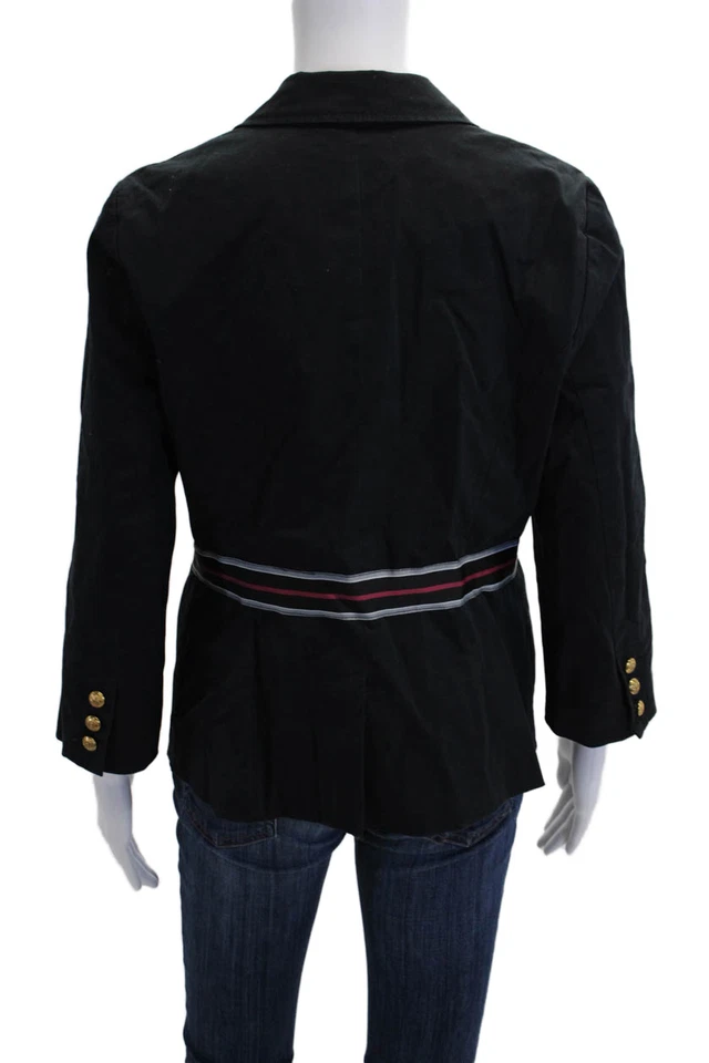 Blazer Elevenses Anthropologie Mujer Detalle Broche Manga Larga Azul Marino Talla 10 Foto 4 de 4