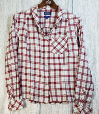 Pendleton Plaid Button Up Shirt Womens Large Cotton Western Vibe Shawl Collar L