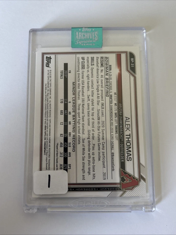 ALEK THOMAS 2024 TOPPS ARCHIVES SIGNATURE SERIES AUTOGRAPH /31 Encased - Image 2 of 2