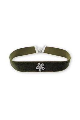 Luise Steiner Kropfband Choker Dirndlkette 7 Farben Samt elastisch Glitzerblume - Bild 1 von 4