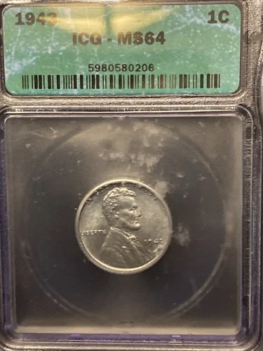 1943 Lincoln Wheat Steel Cent MS64 ICG