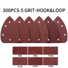 300PCS Sanding Pads for Mouse Sander P60-240 Assortment for Wood Metal Finishing