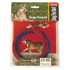 PDQ Red Tie-Out Vinyl Coated Cable Dog Tie Out Large Pack of 5 