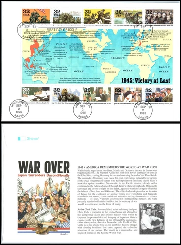 1995 World War II 1945 Sc 2981 FDC Fleetwood victory Japan peace end of conflict