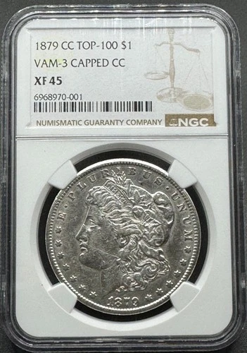 1879-CC TOP-100 MORGAN SILVER DOLLAR VAM-3 CAPPED CC NGC XF45 01XXIA26