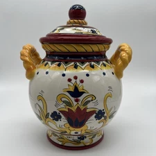 Dario Farrucci Covered Cookie Jar Canister Villa Paradiso Artisan 8.3”