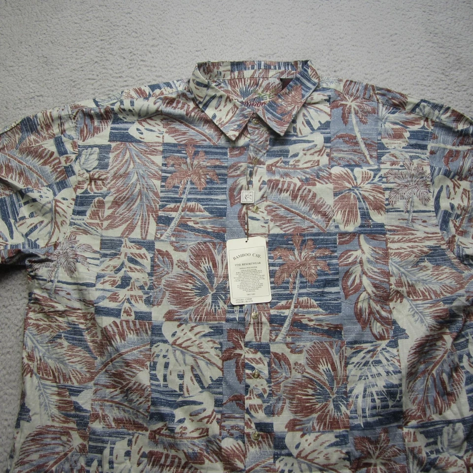 竹制 Cay 衬衫男式 4XL 棕色花卉夏威夷度假装全新标签 — 第 4/4 张图片