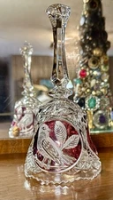 Hofbauer Bleikristall Ruby Red 8" Crystal Dinner Bell Cardinal Bird Large Bell