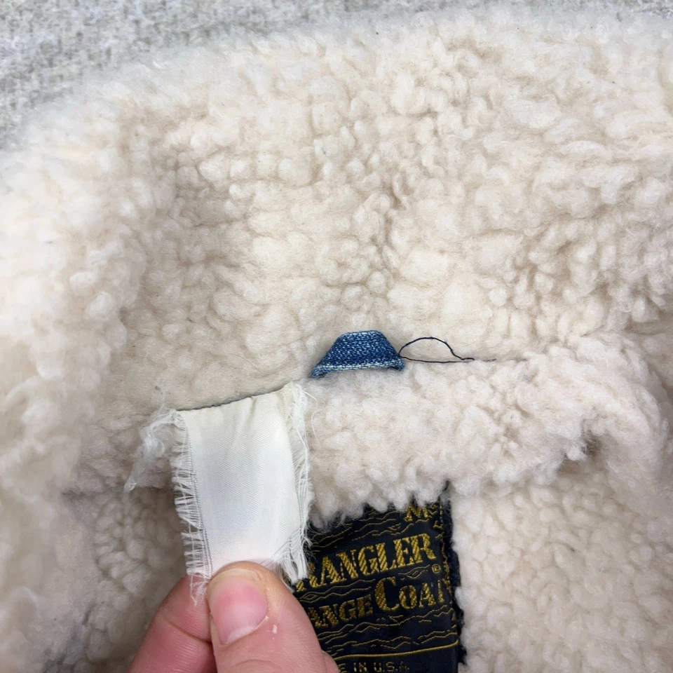 Abrigo de Colección Años 70 Wrangler Wrange Hombres Mediano Sherpa Forrado Denim Chaqueta EE. UU. Occidental Foto 3 de 4