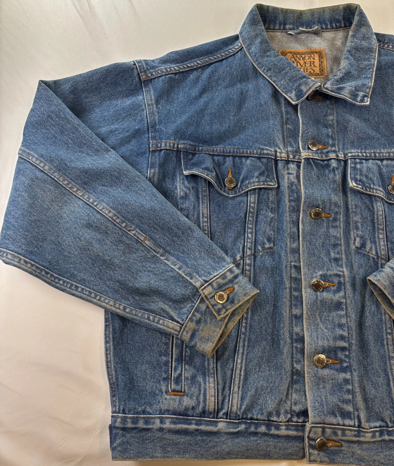 Vintage 90s Sears Canyon River Blues Denim Jacket Mens Sz Medium 100% Cotton image 3