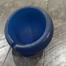 Viking Glass Orb 4" Ashtray Satin Blue MCM Vintage Vintage Cigarette
