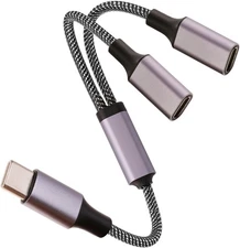 USB C to Dual C Female Adapter, USB C Splitter 1 in 2 Out Only Support Data T...