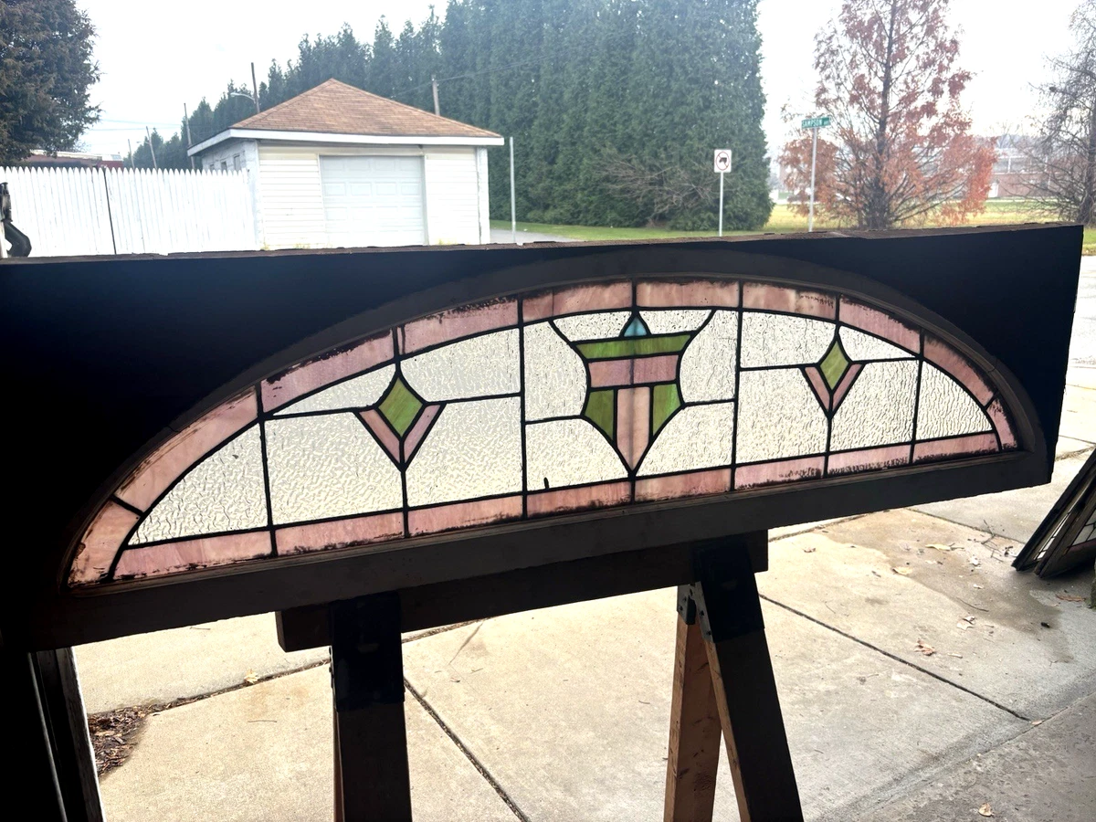 1850-1899 1890s Decade Transom Window Antique Stained Glass
