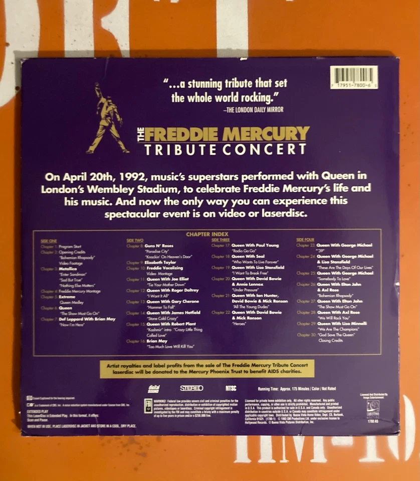 The Freddie Mercury Tribute Concert Queen - Laserdisc NTSC Widescreen - Bild 2 von 2