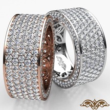 Womens Eternity 5 Row Band Pave Set Diamond Engagement Ring 18k White Gold 4Ctw