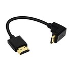 15CM Mini HDMI to HDMI Short Cable, 90 Degree Downward Angle High Speed Mini ...