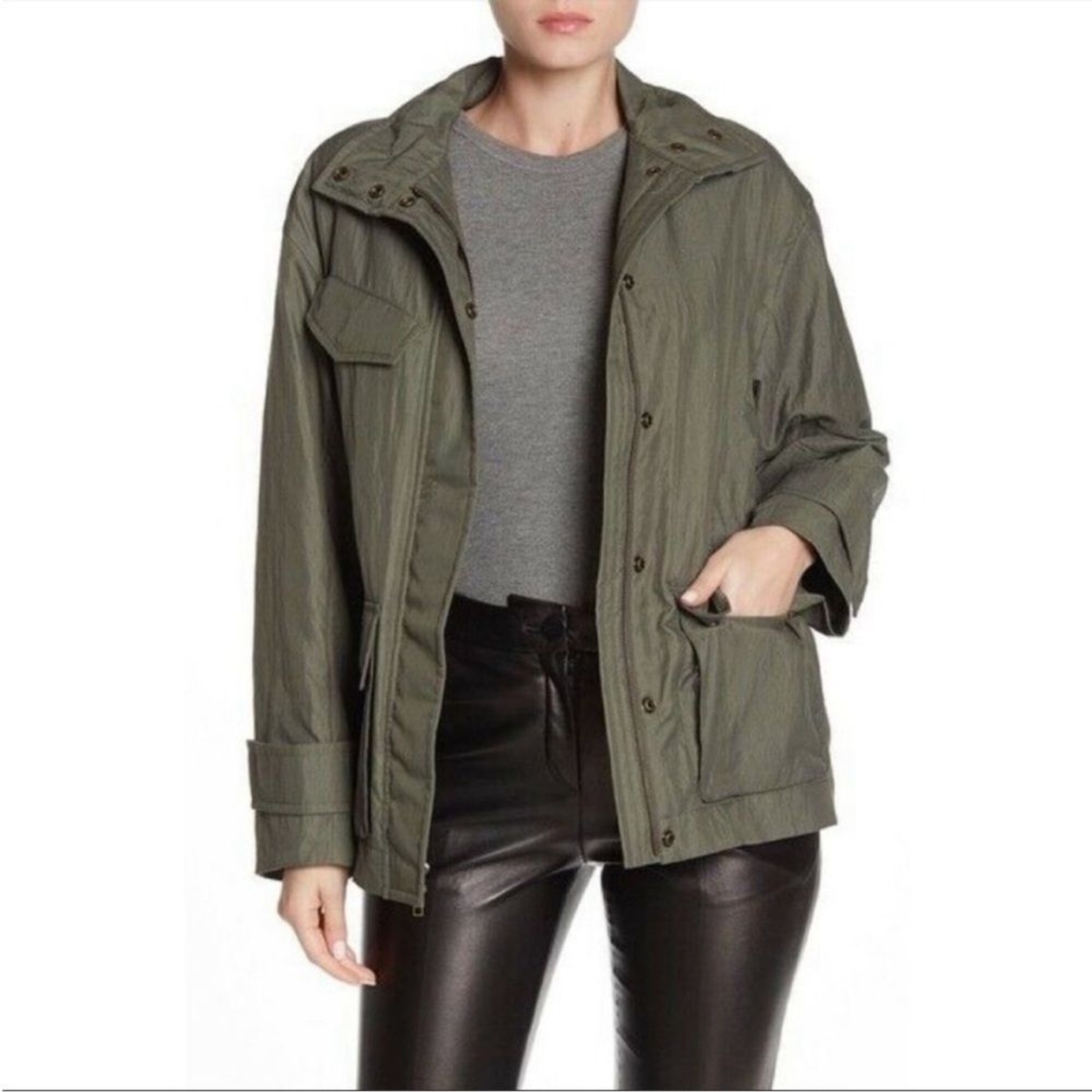 Vince Olive Green Anorak Jacket Zip Up Gem