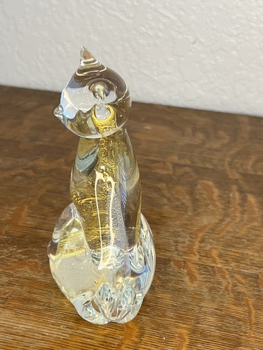 VINTAGE SOMMERSO ART GLASS CAT SCULPTURE BY MURANO - Picture 2 of 10