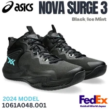 Asics Men's Basketball shoes NOVA SURGE 3 Black/Ice Mint 1061A048.001 NEW