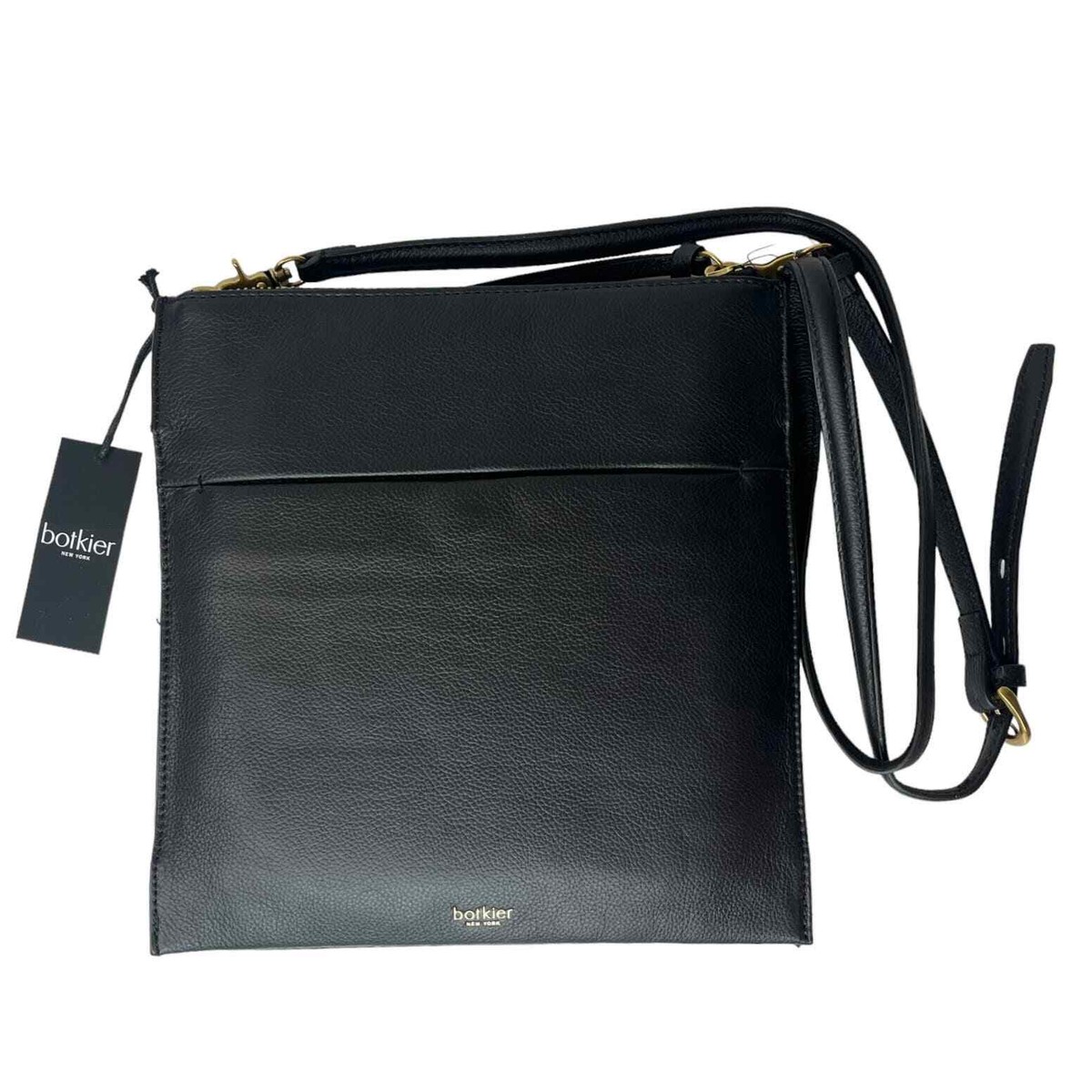 Botkier Chelsea Pancake Black Leather Crossbody Handbag Zip Purse
