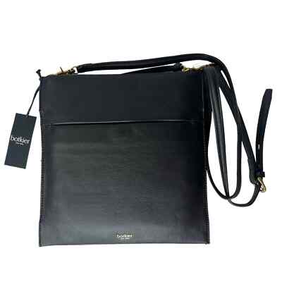 Botkier Chelsea Pancake Black Leather Crossbody Handbag Zip Purse