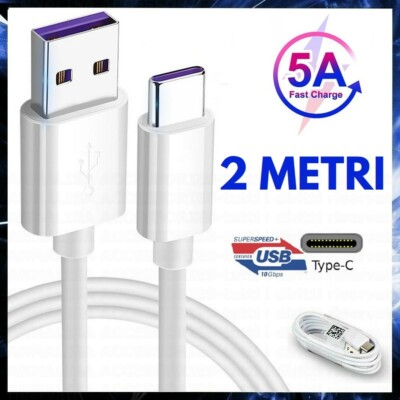 TYPE C CABLE 2 METERS USB TYPE C CABLE 2m RI/CHARGING/FAST CELL PHONE BATTERIES 5A
