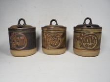 Vintage Tremar Cornish Studio Pottery Stoneware Honey, Jam & Sugar Jar Pot Set