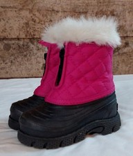 Kid's Girls Zip-Up TAMARACK Winter Snow Boots Pink Faux Fur Sz Infant 5 EUC