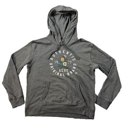 Aeropostale Jacket Womens Large Gray Graphic Embroidery Hoodie