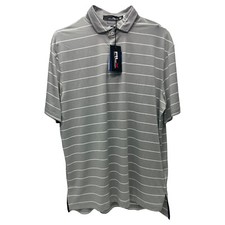 RLX Polo Ralph Lauren Gray Striped Short Sleeve Wicking Stretch Shirt 98