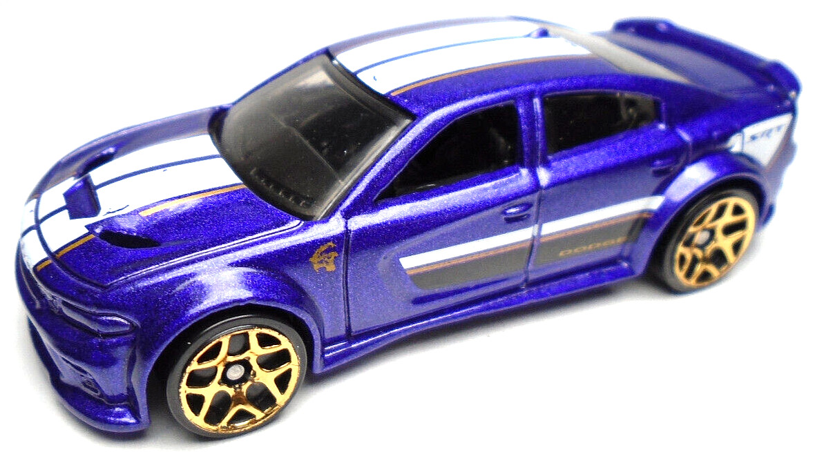 2023 HOT WHEELS '20 DODGE CHARGER HELLCAT PURPLE 1:64 DIECAST CAR W WHITE & GOLD
