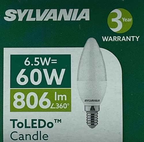6 Pack Sylvania LED Candles 806lm 6.5 Watt = 60 Watt 865 Daylight SES E14 29616 - Picture 2 of 4