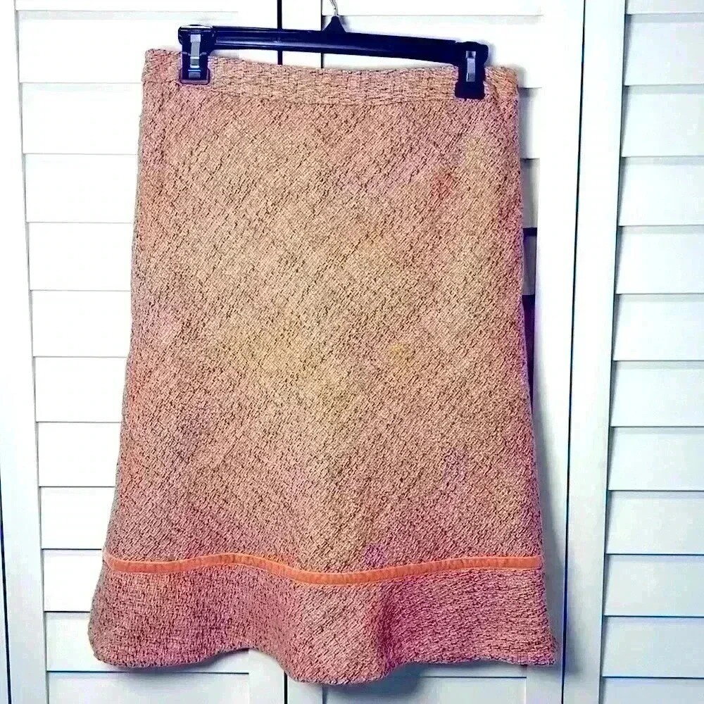 GAP Wool Tweed Flounce Velvet Trim A-Line Trumpet Skirt Boho Women’s Size 4