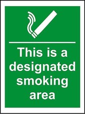 This is a designated smoking area safety sign